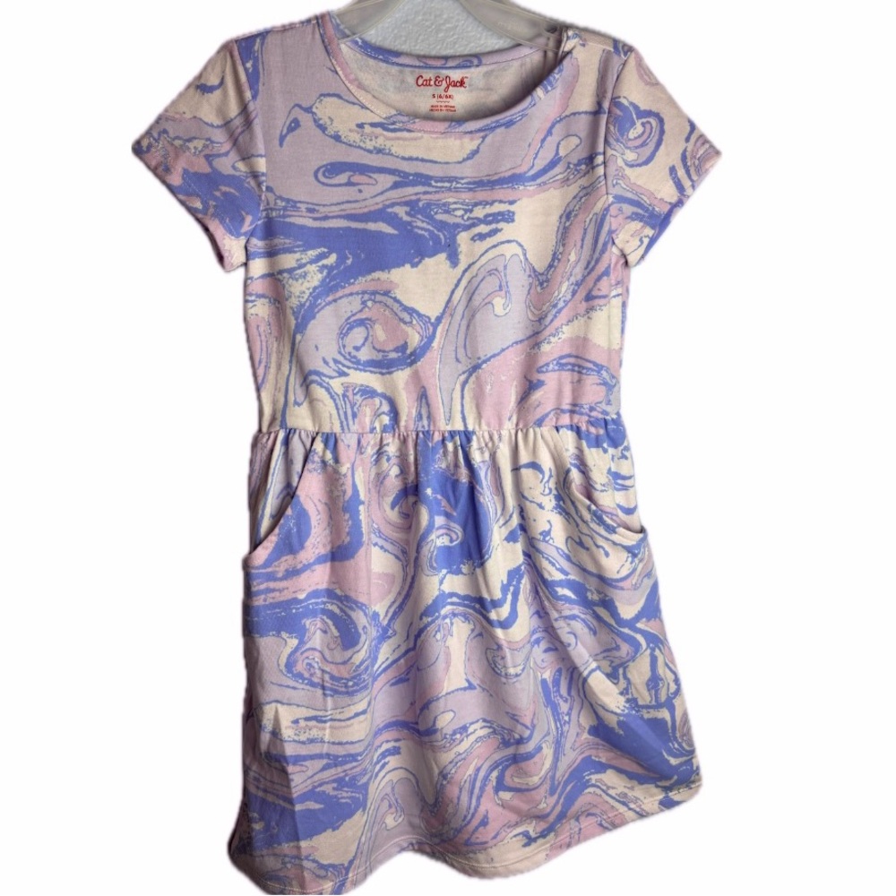 Cat & Jack Kids Marble Dress - Pink and Blue